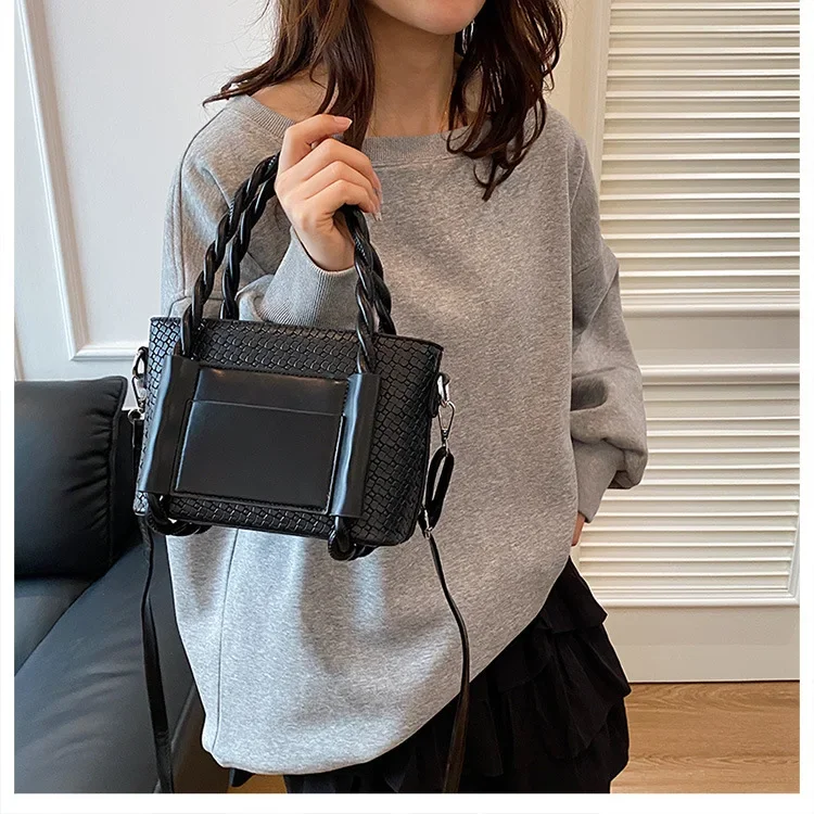 2025 Woven Vegan Leather Tote Women 3-in-1 Convertible Shoulder/Crossbody/Handheld Luxury Day-to-Night Essentials Bestseller