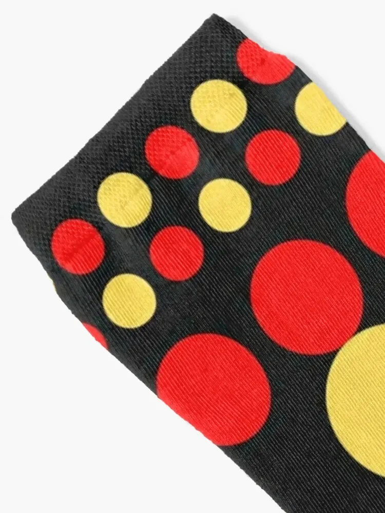 Multi Color Polka Dots - Red Yellow Black Background Socks sheer halloween Christmas new year Socks Men's Women's