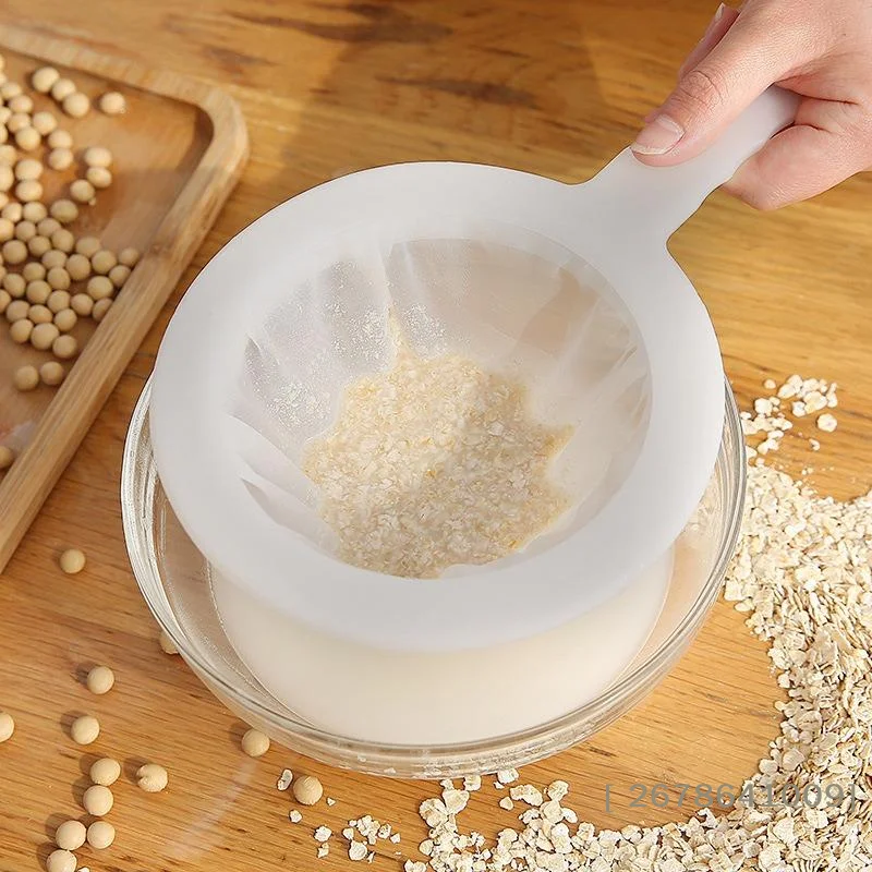 ⚑1Pcs Fine Mesh Food Strainer With Handle And Effective Residue Filtration For Homemade Soy Milk Juice Oat Milk Home Kitchen Use
