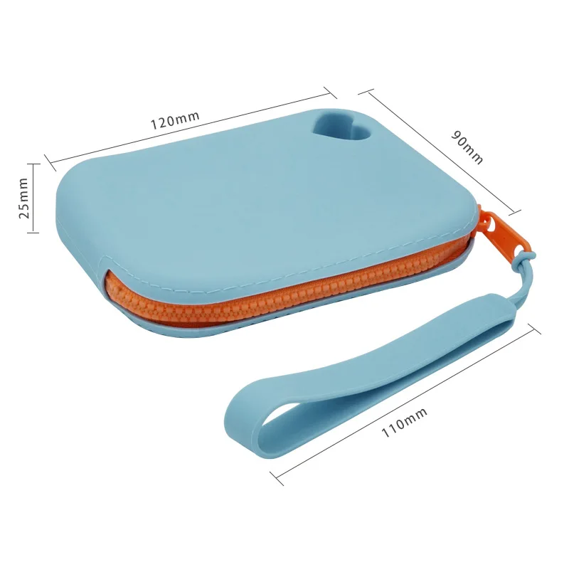 1Pcs Silicone Storage Bag Travel Portable Zipper Colorblock Bag Lightweight Clutch Bag with Wristband Reusable Storage Pouch