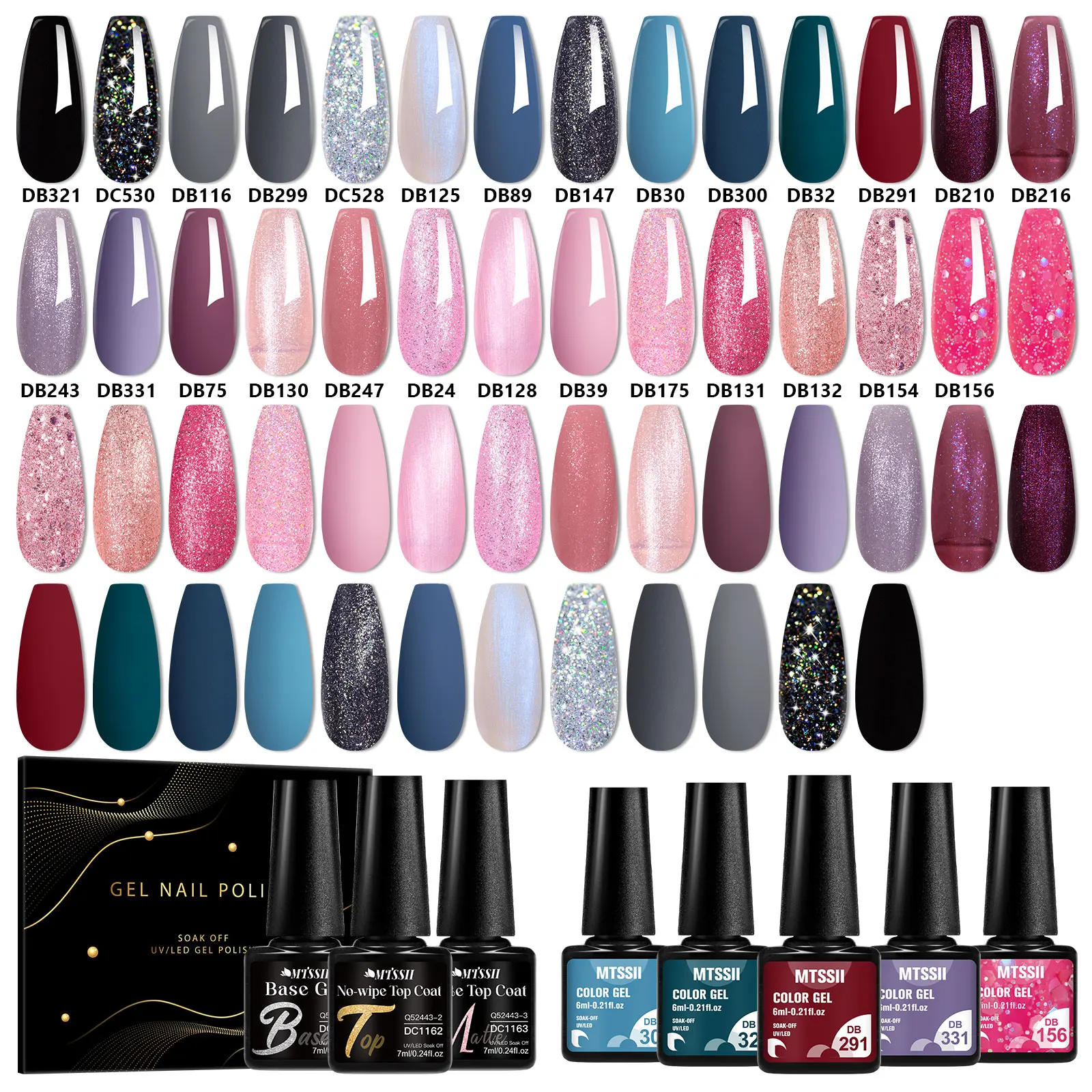30pcs Gel Nail Polish Set HEMA TPO Free Black Red Semi Permanent Soak Off UV Gel Varnish Nail Art Manicure DIY Nail Supplies