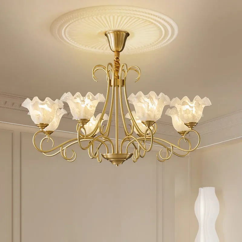 American village Brass Chandelier LED LuxuryCreativity Living Room Restaurant Bedroom Study Villa Hotel Cafe Pendant Lamp