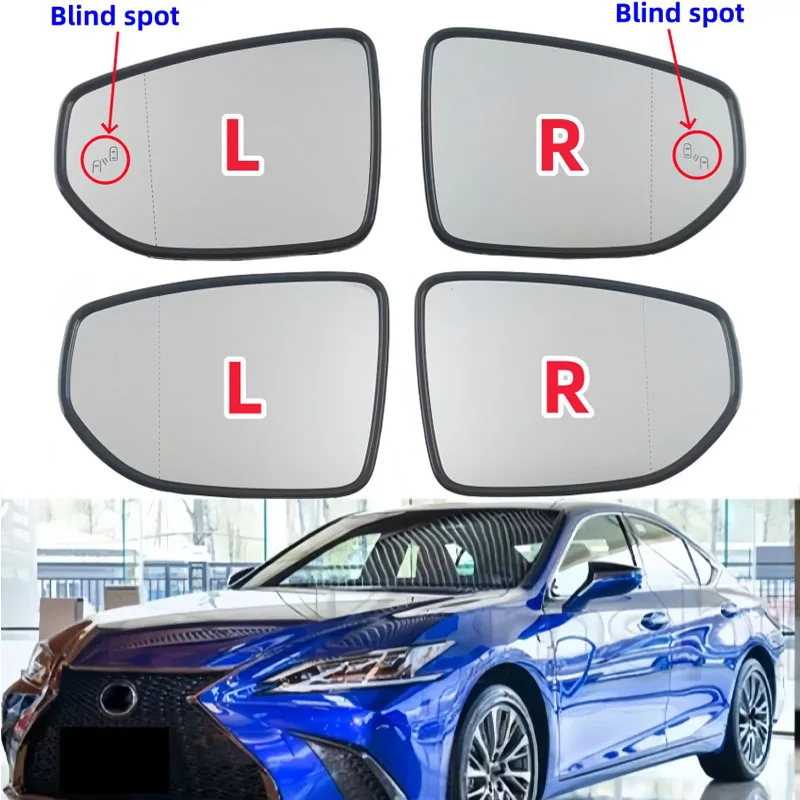 For Lexus ES ES200 ES260 ES300 ES350 2019-2023 White Glass with Heating Blind Spot warning glass Car Side Mirrors