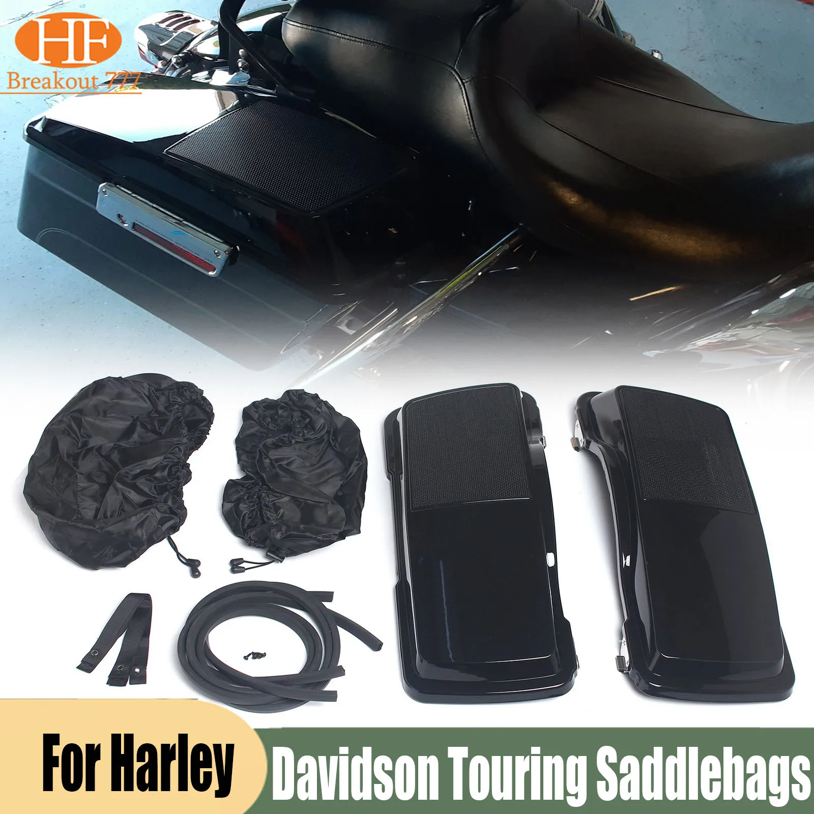 1 Pair Saddlebag Speaker Lids  plastic mesh covers For 1994-2013 Harley Davidson Touring Saddlebags