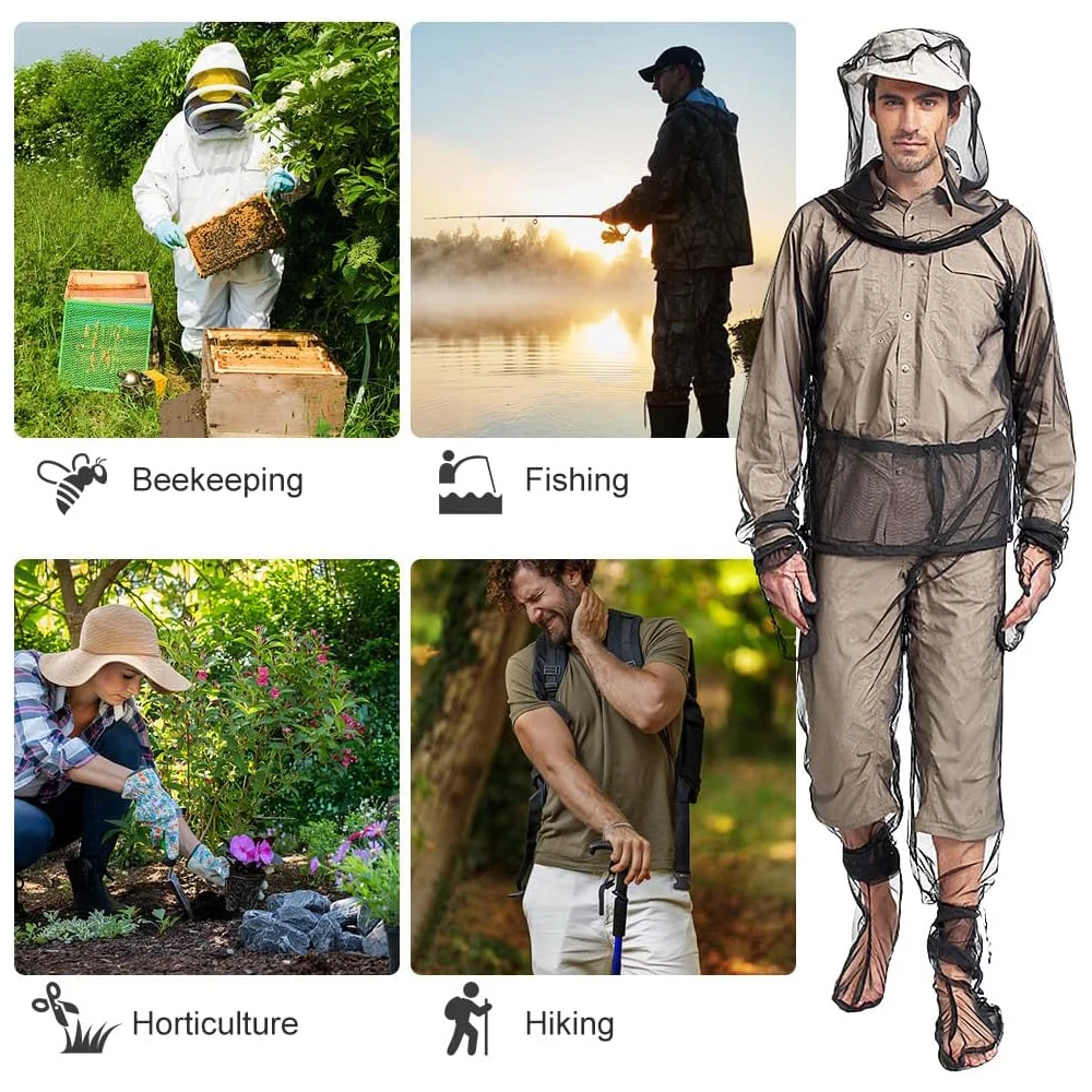 Imagem -06 - Bee Mosquito Mordidas Roupas Net Suit Hoodie Calças Luvas Meias Lightpeso Fine Mesh Full Body para Camping Caça Pesca