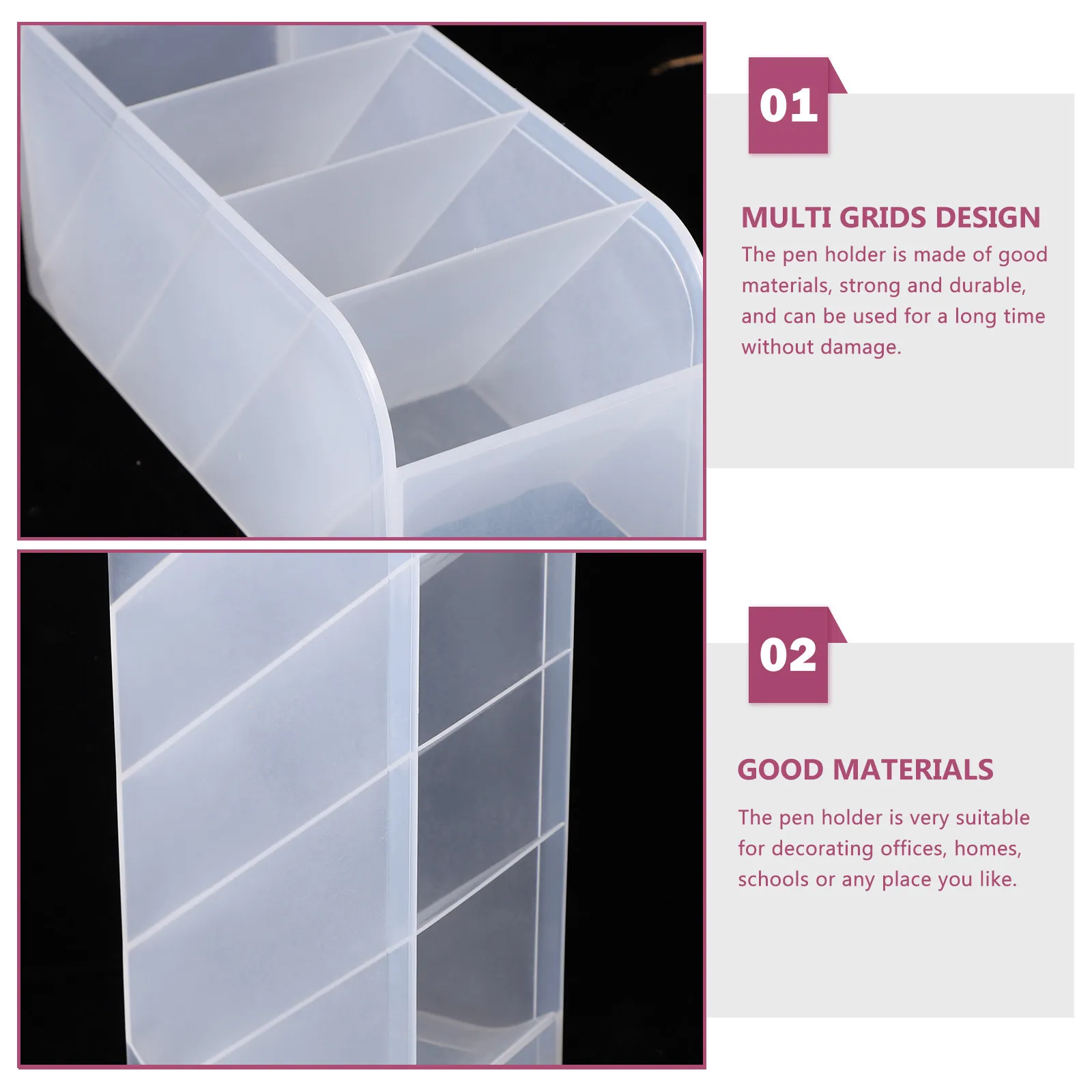 3Pcs Vertical Pen Holder PU Material Desk Organizer Pencil Cup Makeup Brush Holder Stationery Storage Box Multi Compartment