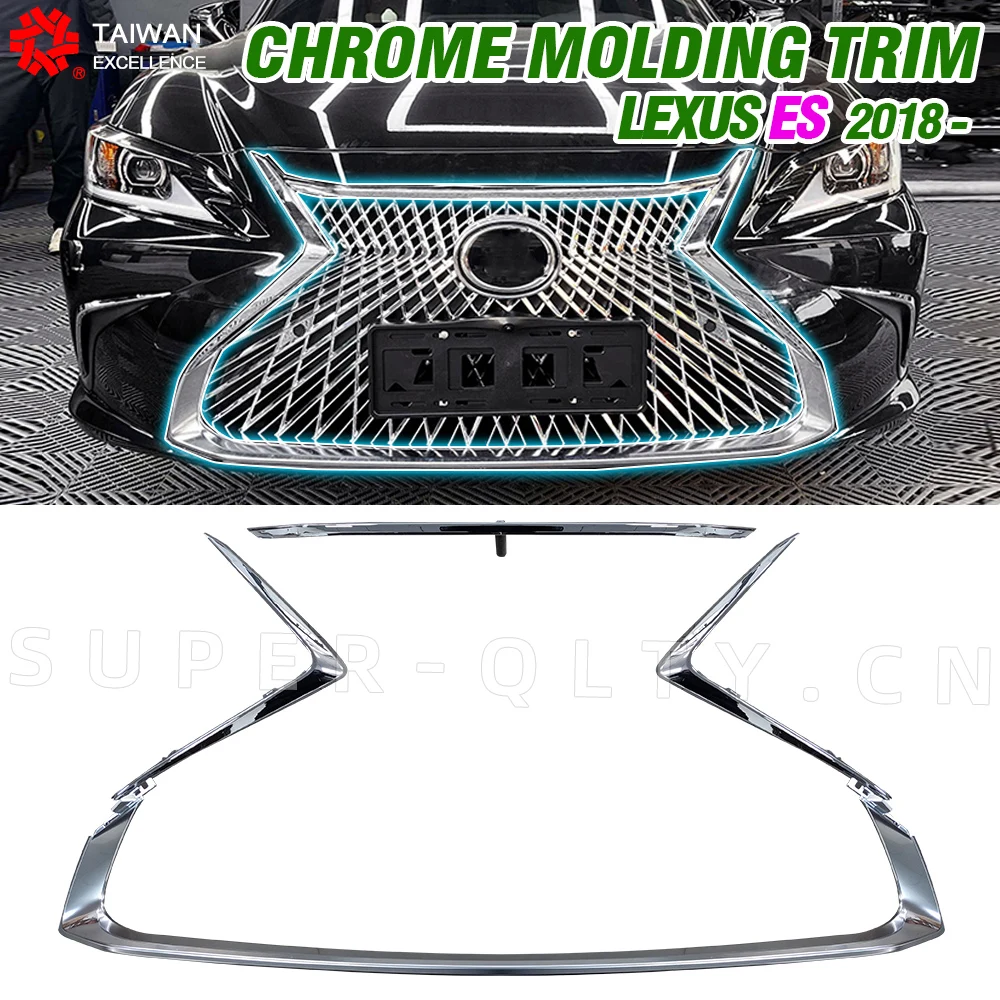 Super Q For Lexus ES200 ES250 ES300H 2018- Radiator Grille Full of Chrome Frame Molding Trim Body Kit