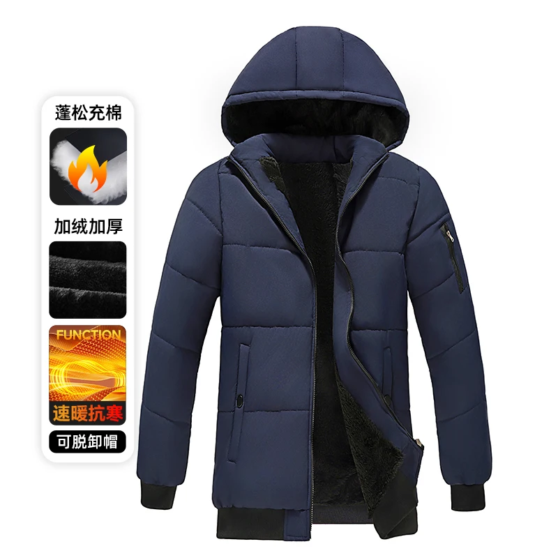 

Middle-Aged And Elderly Cotton Coat Mens Winter Windbreaker Coats Male Clothing Long Jacket Brand Hooded Casual Windproof Parkas