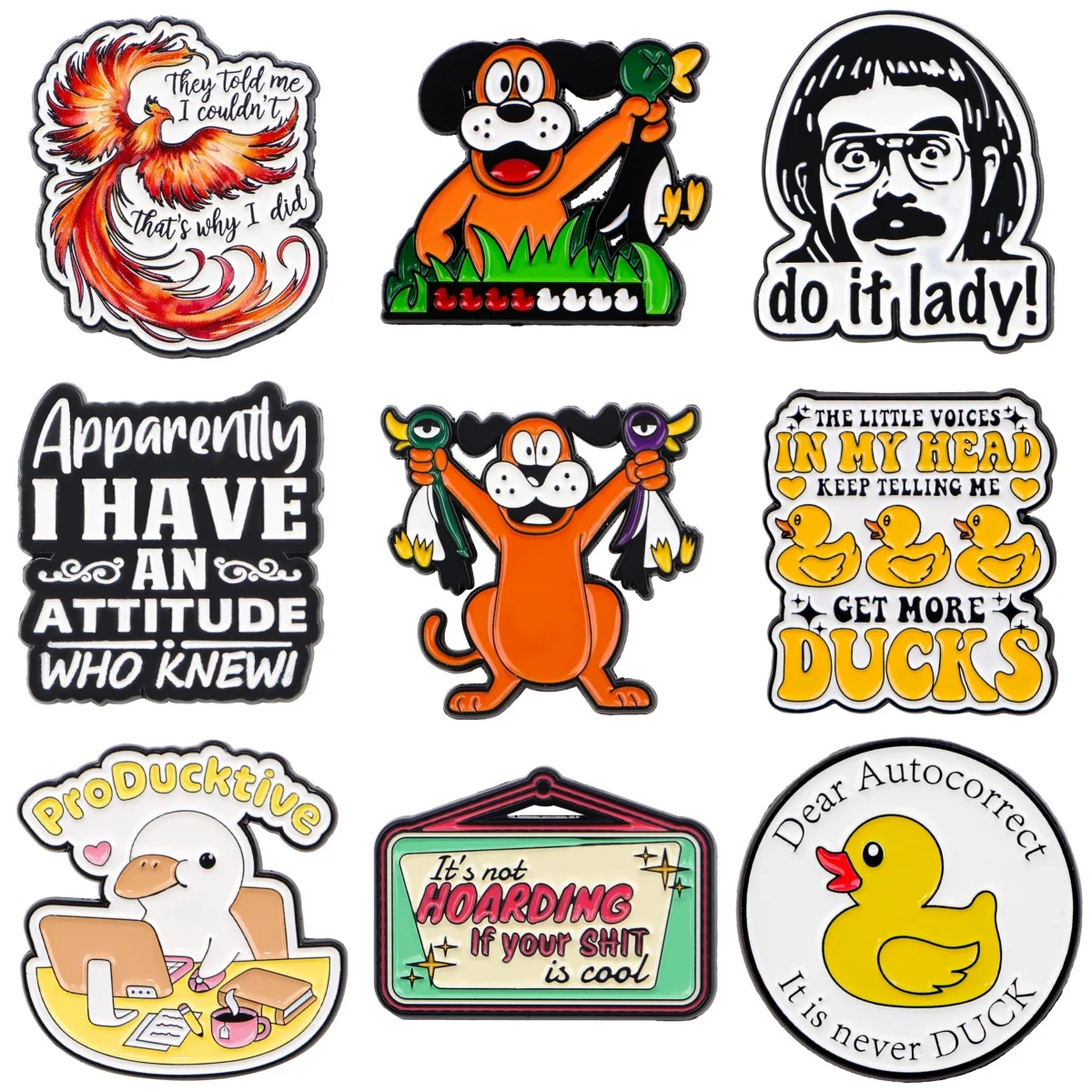 Pin esmaltado de perro divertido, broche con cita de pato de dibujos animados para abrigo, broches para mujer, insignias de solapa de moda, regalo de joyería para amigos