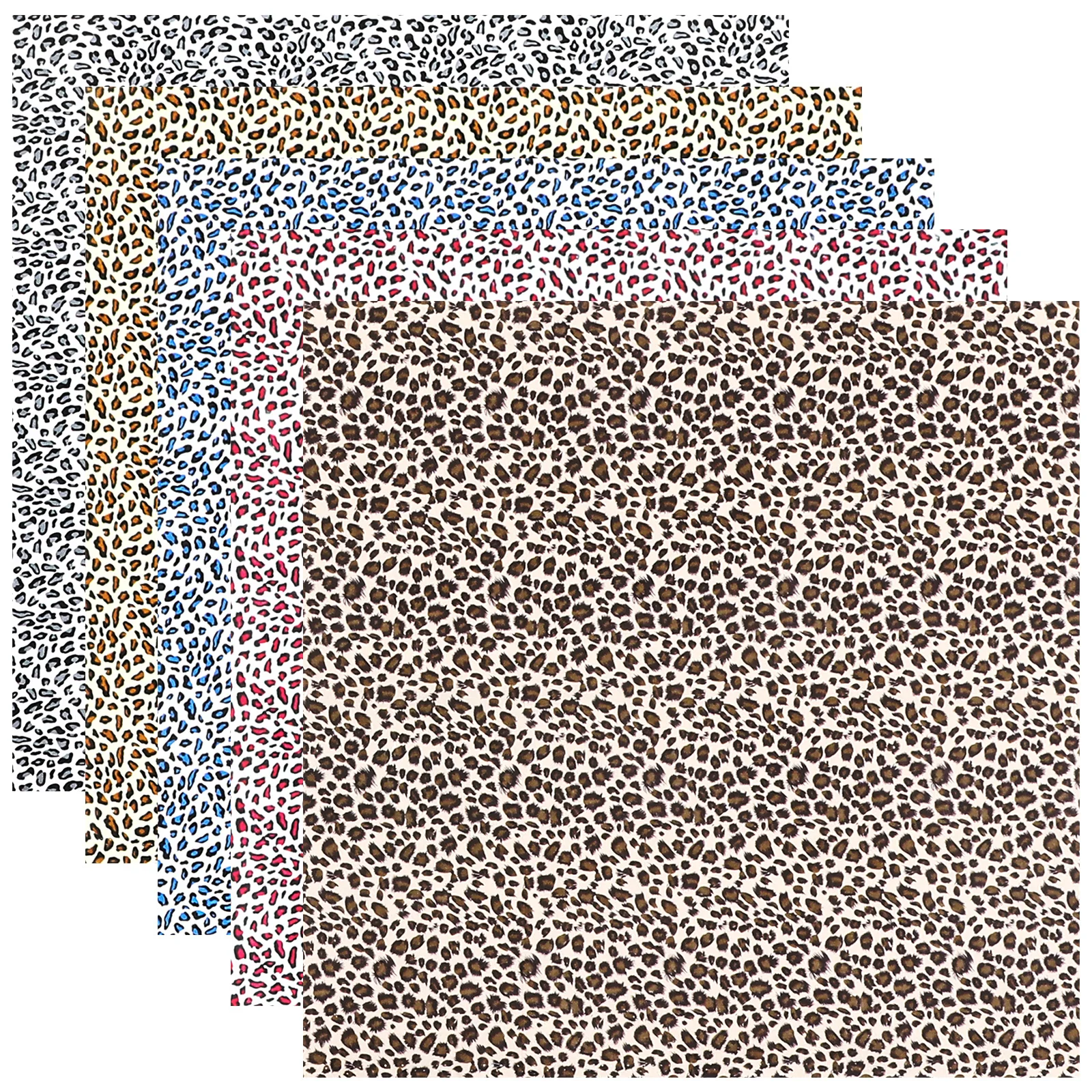 

5Pcs Leopard Pattern Cotton Patchwork Fabric Cloth for DIY Crafts Sewing Decorative Handmade Creative Cloth Cotton Fabric