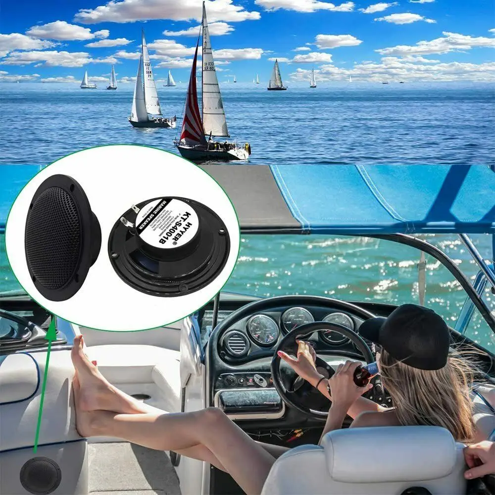 Herdio 4\'\' Waterproof Marine Bluetooth Ceiling Speakers For Bathroom Kitchen Home Outdoor Camper Golf Cart Boat With Flush Mount