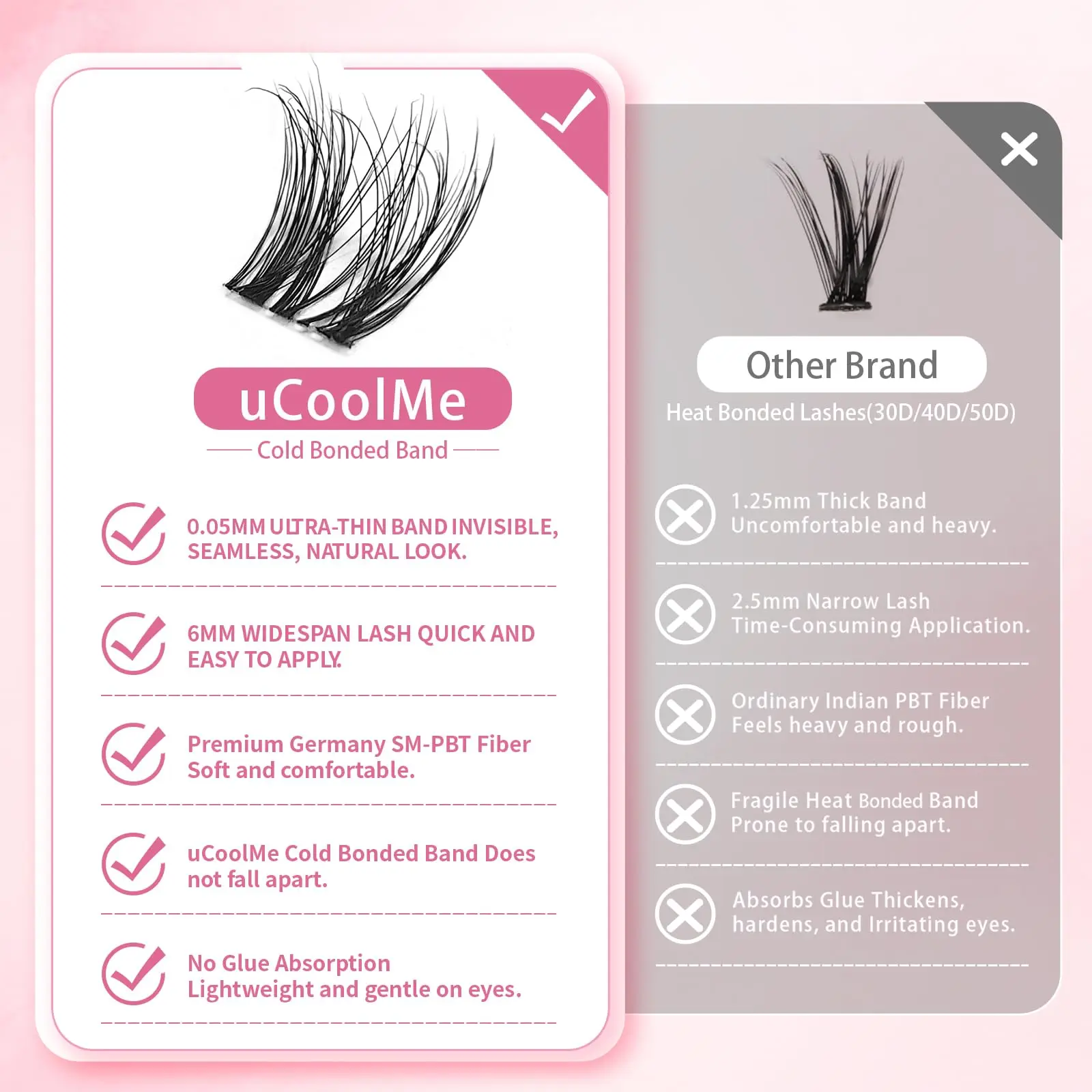 رموش uCoolMe Born ثلاثية الأبعاد ViVi مع شريط غير مرئي للمنزل يمكنك صنعه بنفسك فائقة النعومة ومنفوش على شكل حرف D أداة مكياج تمديد الرموش للفتيات