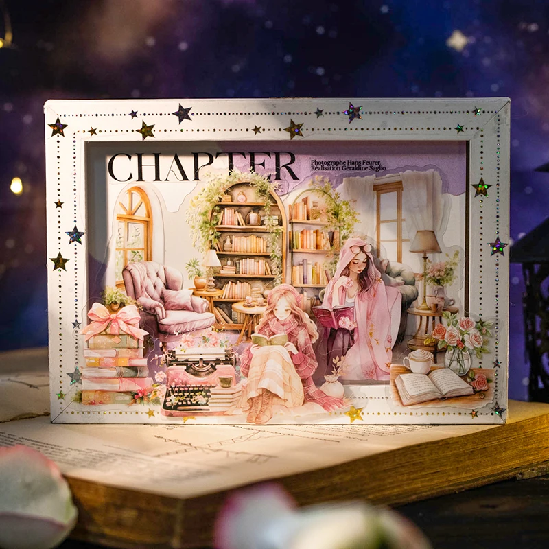 Card Lover 30 Pcs [Quiet Night Reading Series] Read The Scenery Handbook  Stickers PET Sticker Paper Material Scrapbook Kit