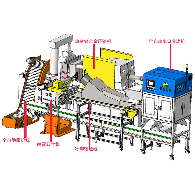 

Zinc alloy die-casting machine and peripheral automatic pickup machine, ultrasonic plastic welding nozzle separator
