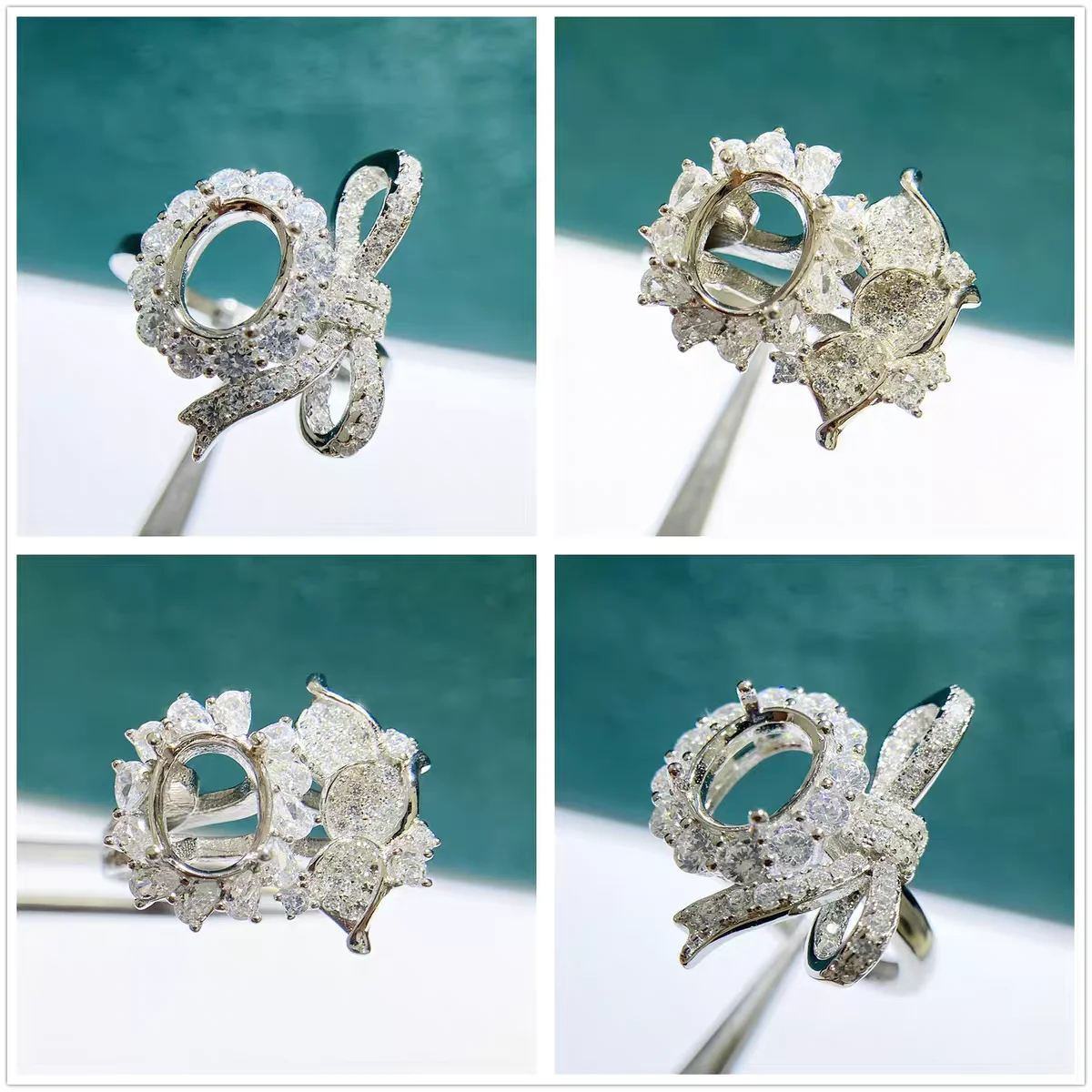 

MeiBaP 7*9 мм эллиптический камень из стерлингового серебра 925 пробы с множеством цирконов кольцо-держатель DIY пустая поддержка для женщин изысканные очаровательные ювелирные изделия