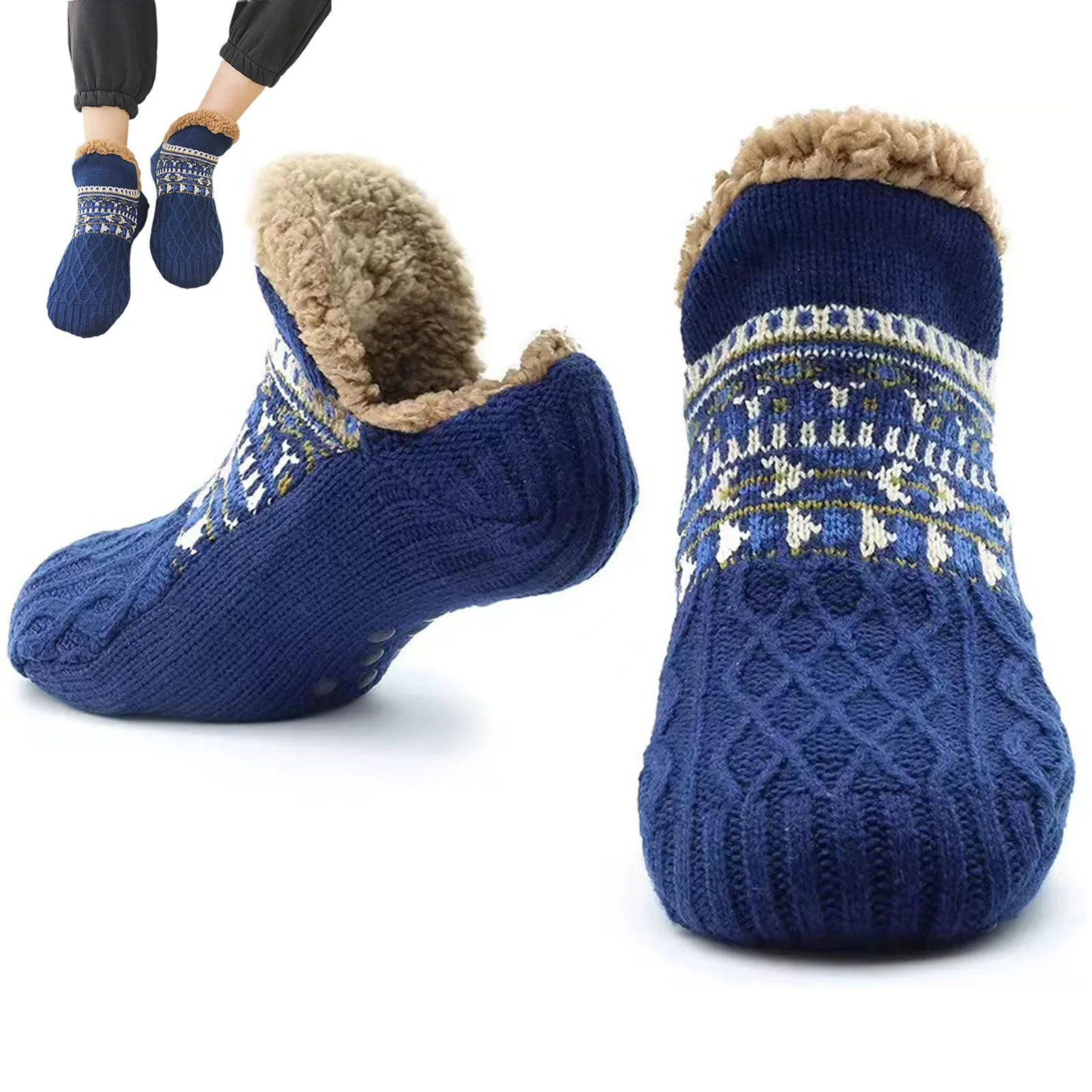 Calcetines tipo pantuflas peludas para hombre, calcetines antideslizantes de punto, calcetines tipo pantuflas de tela suave agradables para la piel, regalo para hombres, amantes del novio