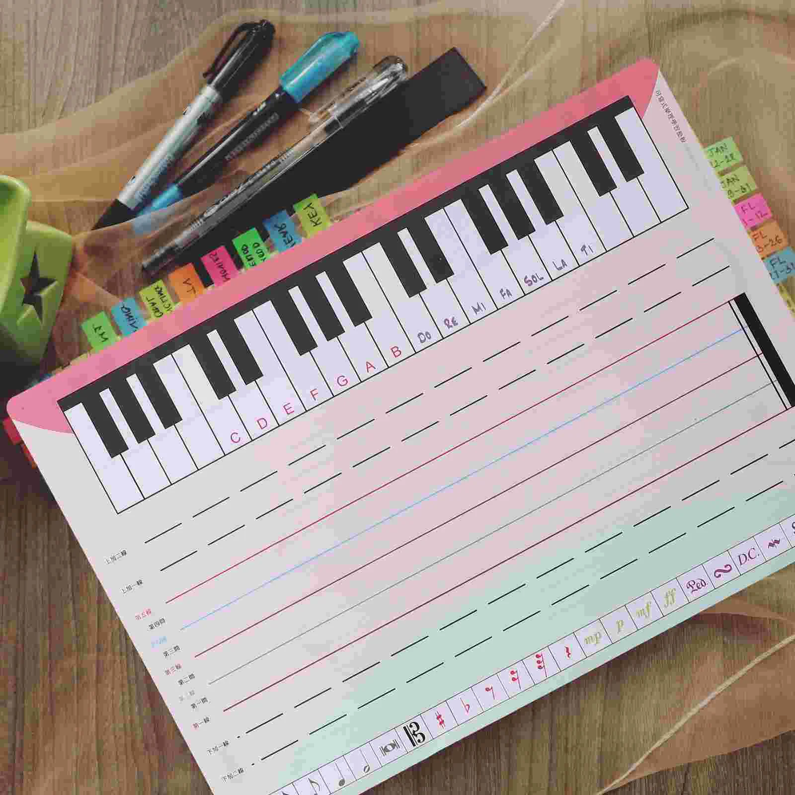 

Staff Whiteboard Music Note Recognition Teaching Tool Piano Stave Cards Slats Reusable Pet Erasable Film Stickers Notation