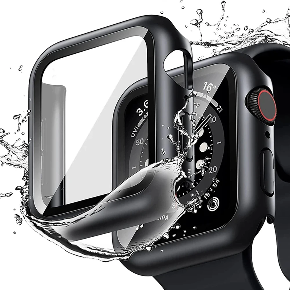 Szkło hartowane + pokrowiec na Apple Watch 9 41mm 45mm PC matowa osłona na zderzak iWatch seria 8 7 45mm 41mm akcesoria