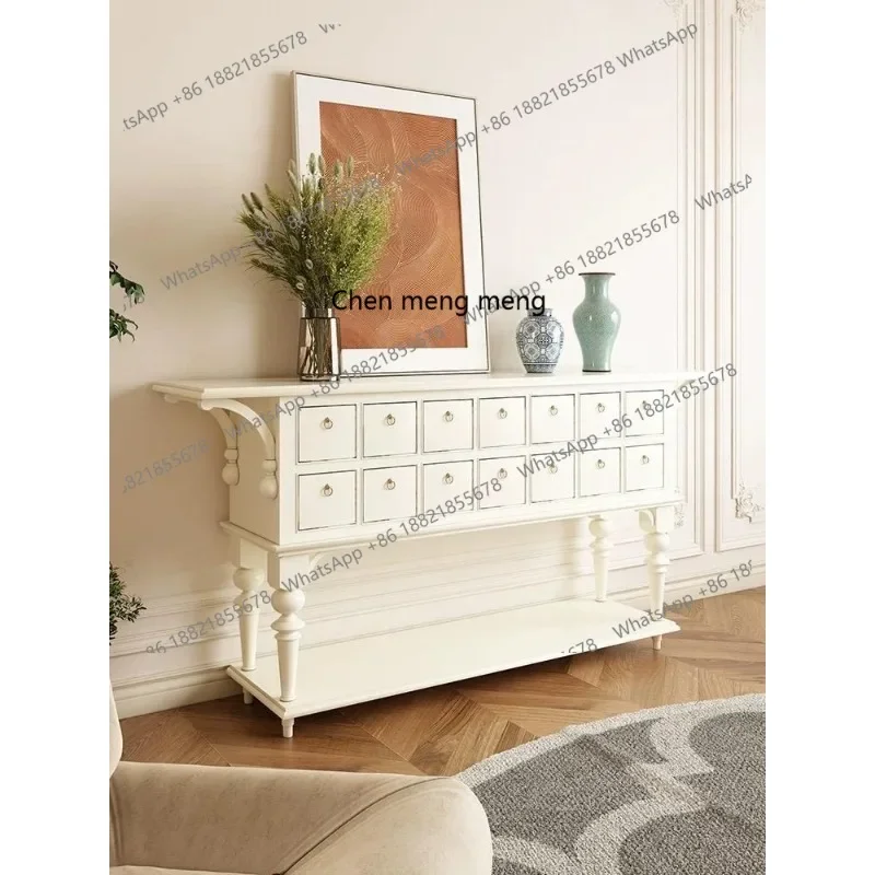 

Solid wood porch cabinet, retro and old chest cabinet small apartment, multi-drawer storage cabinet