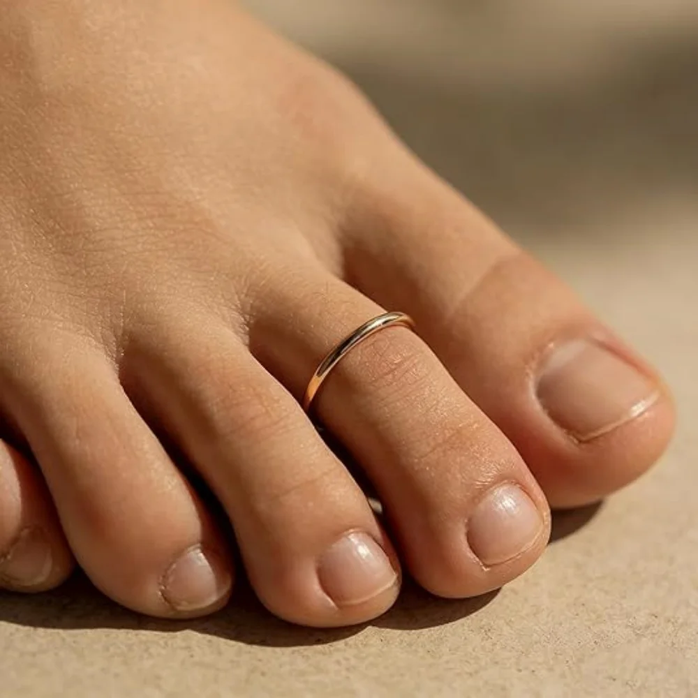 1PCS Gold Plated Shiny CZ Toe Ring for Women Girls Classic Adjustable Fashion Summer Beach Foot Ring Vacation Jewelry Gifts view 5