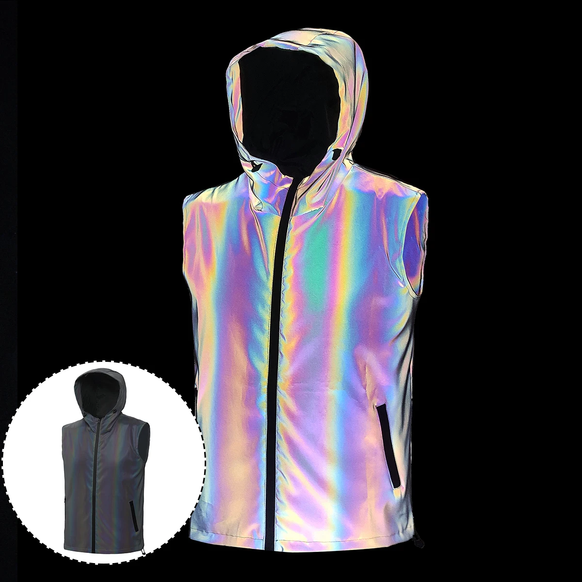 

Красочный жилет с капюшоном, мужская модная уличная одежда в стиле хип-хоп, одежда для танцев, куртка без рукавов для занятий велоспортом на открытом воздухе