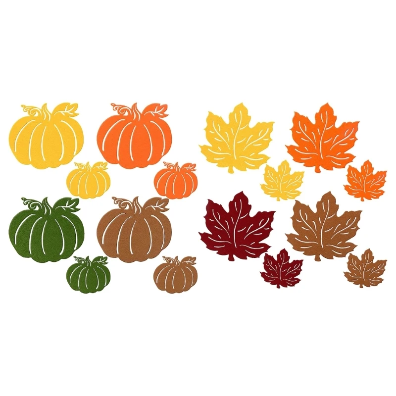 

Festival Pumpkin Maple Leaf Pattern Felt Table Mats and Set for Thanksgiving Dinner Decors and Protect