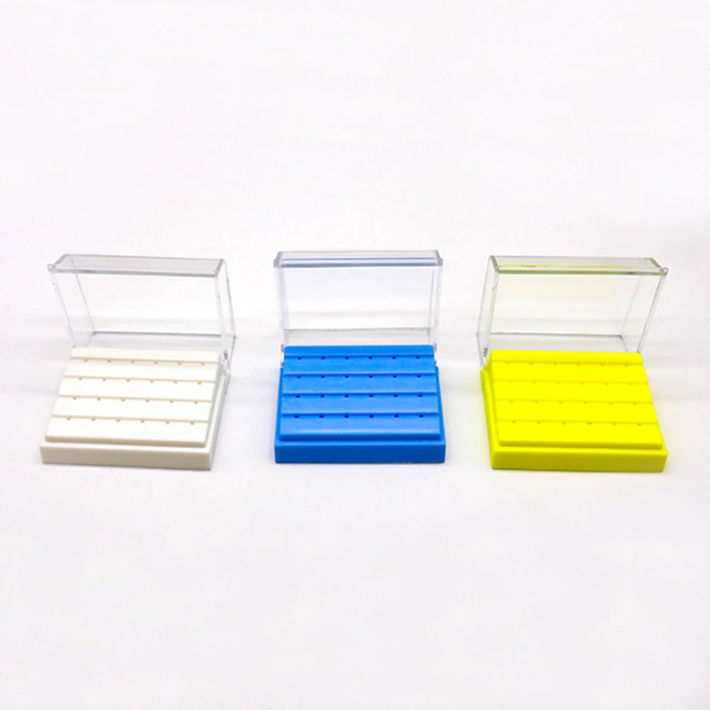 30pcs 24 Holes Dental Bur Holder Plastic Sterilization Box Disinfection Carbide Burs Block Drills Case Box for Dentist Lab