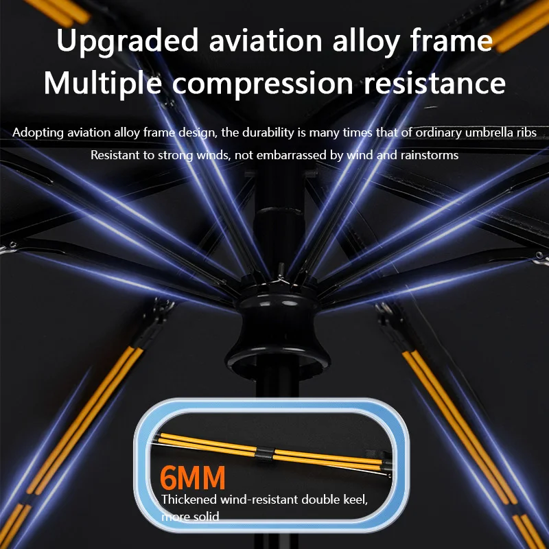 Automatic Umbrella 24 Bone Solid Color Automatic Umbrella Light Collapsible Large Size Outdoor Sunshade Uv Protection New