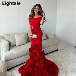 Eightale Red 이브닝 원피스 스트랩리스 3D 꽃 무도회 가운, 맞춤형 신축성 웨딩 파티 원피스, 인어 가운
