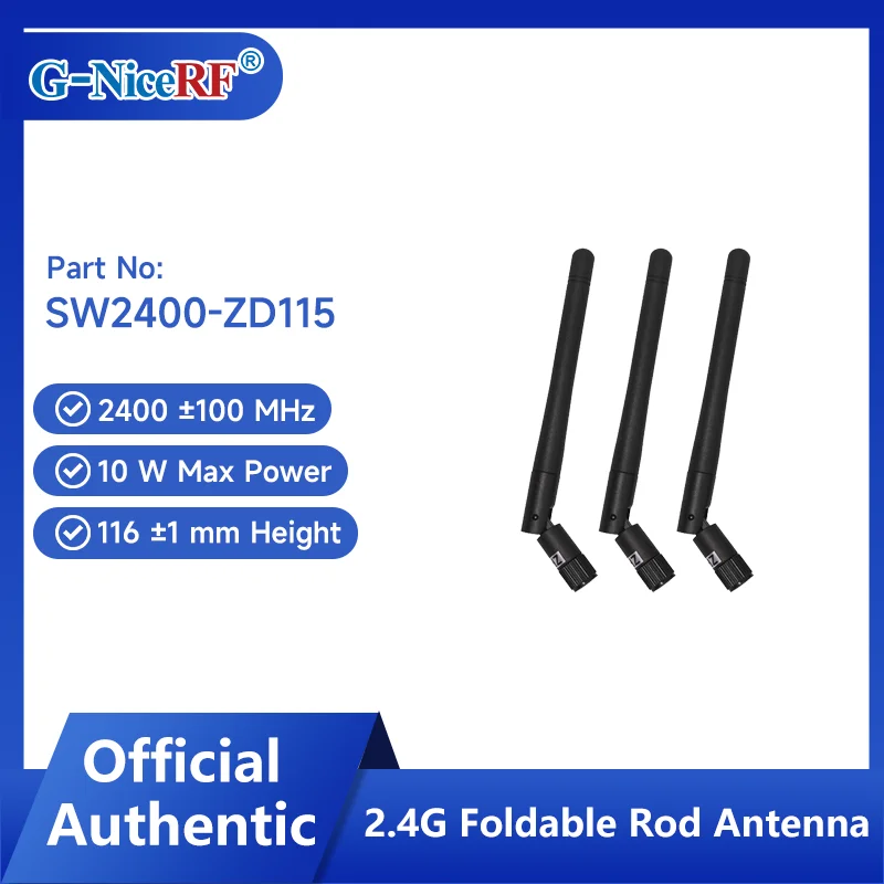 

G-NiceRF | 2PCS SW2400-ZD115 2.4GHz Antenna Folding Rod Antenna