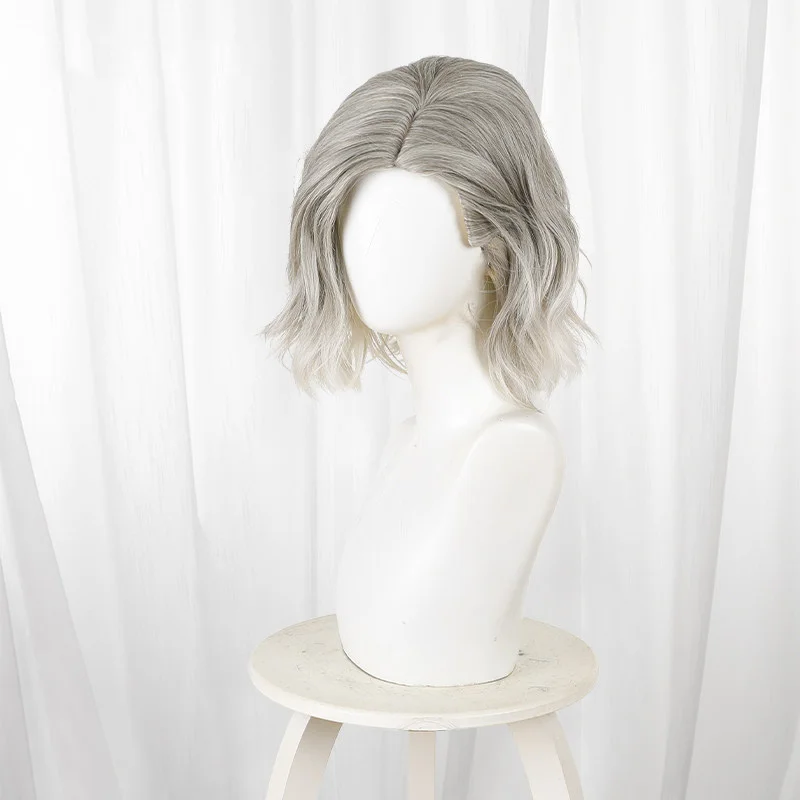 Game Grace Ashcroft Cosplay Wig Platinum Gradient Hair Curly Short Wig For Women Daily Halloween Party Prop