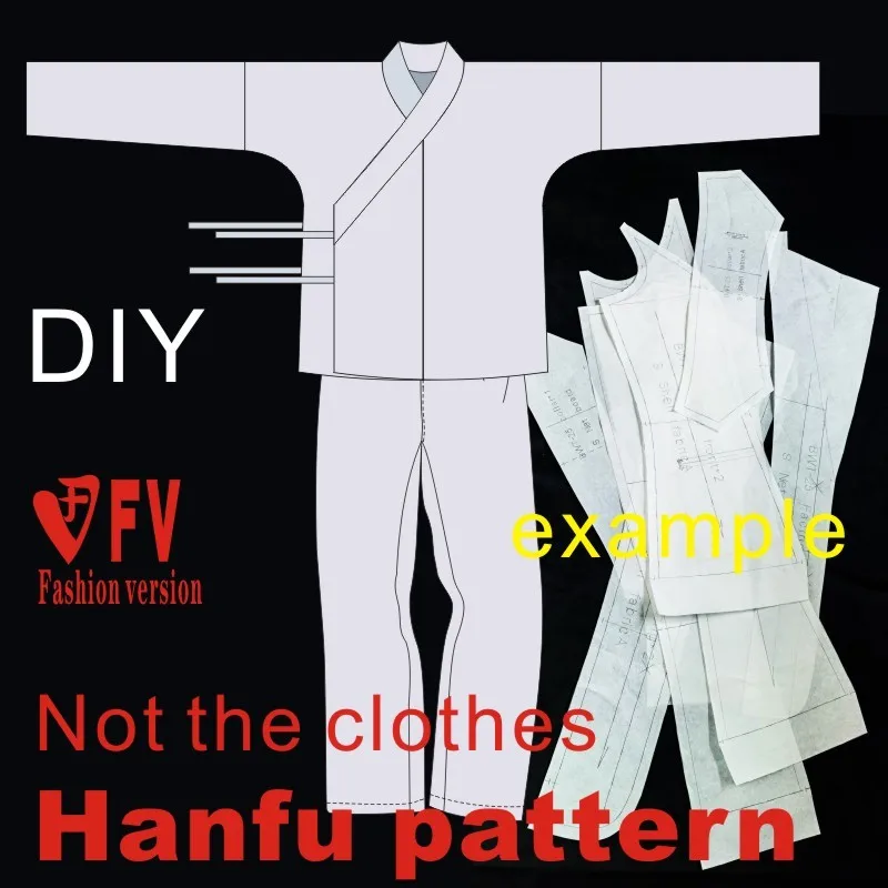 Hanfu Pattern Men's Loose Pajama Clothes Cutting Drawing Without Side Seam Long Pants Pattern BHF-007