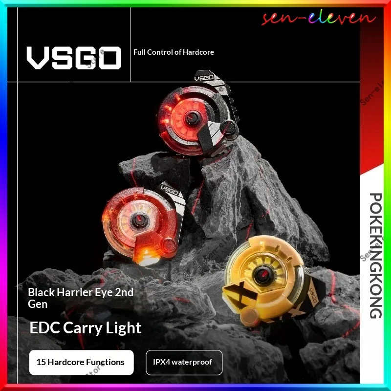

VSGO Black Harrier edc companion light 2nd generation new upgrade multi-function riding light warning light outdoor flashlight