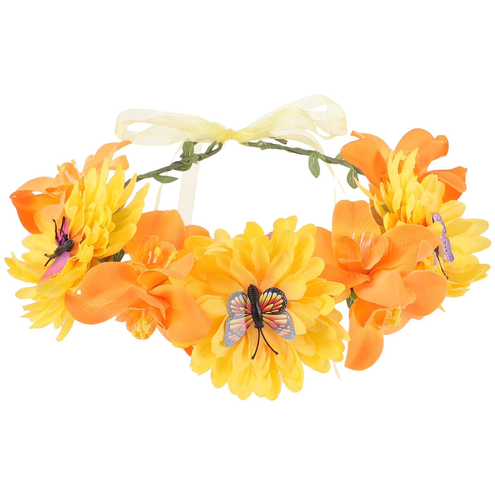 

Bohemian Wreath Headb Floral Hairb Women Artificial Flowers Bridal Accessories Wedding Party Photo Decorations Adjustable Size