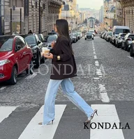 KONDALA Elegant Commute Double-breasted Blazer Women Vintage Brown Buttons Blazer 2026 Spring Summer Trendy Office Lady Blazer 4