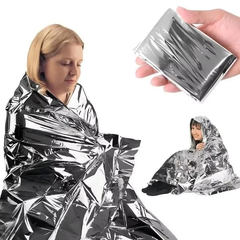 ​​1/4PCS Emergency Survival Blankets - 160x210cm/130×210cm Heavy Duty Thermal Insulation for Camping, Hiking & Survival​