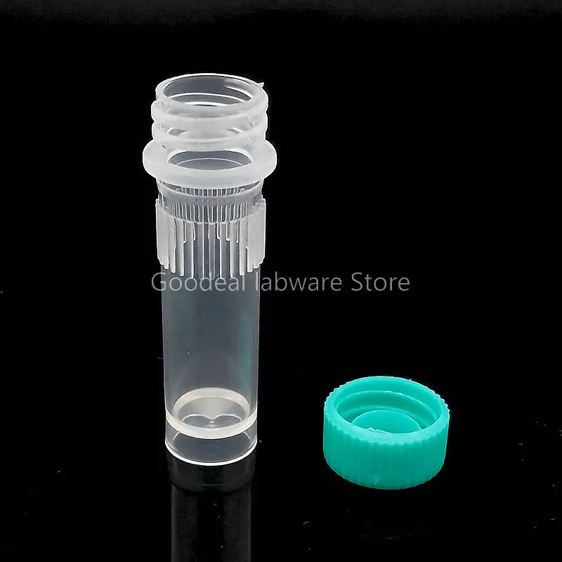 500pcs/lot Lab 1ml PP Cryovial Tubes with silicone gasket thread Cap（Color Random）, Freezing Tubes without Scale，Sample vial