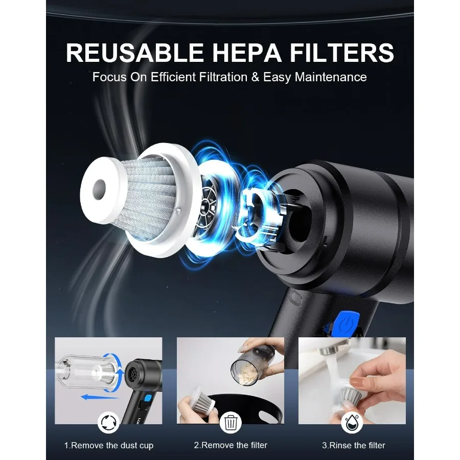 مكنسة سيارة محمولة لاسلكية 20000Pa عالية الطاقة 4 في 1 مكنسة محمولة باليد مع محرك بدون فرش وبطارية 5200 مللي أمبير في الساعة مثالية للسيارة #4