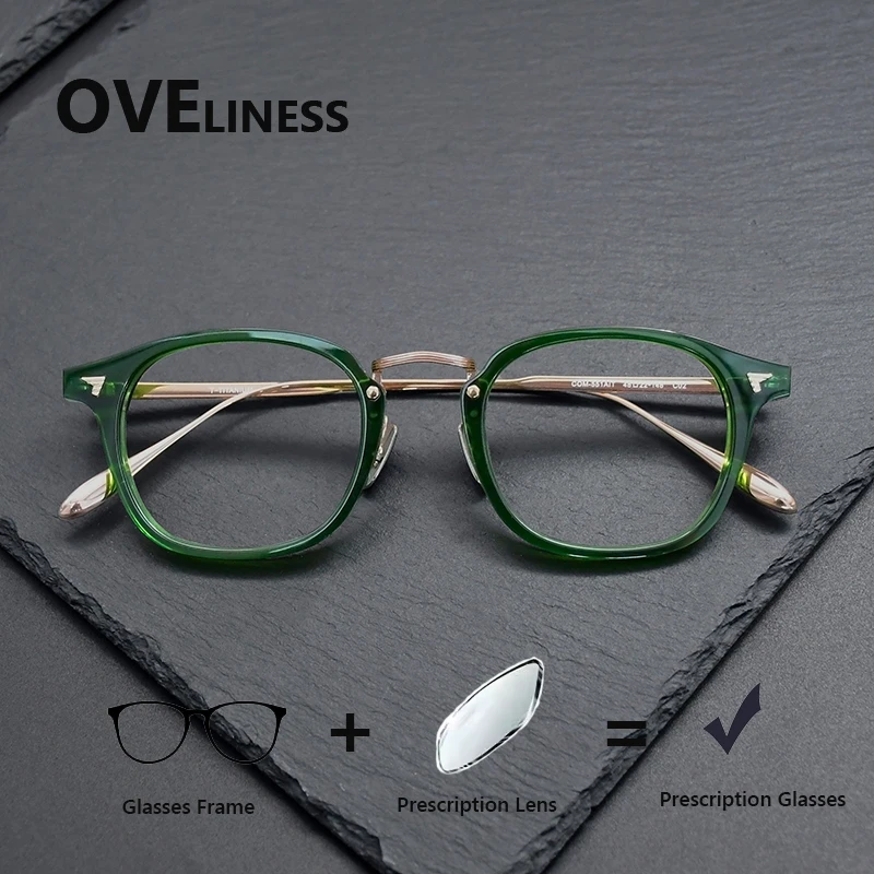 

2027 Acetate Titanium optical Glasses Frame Men Women Retro Round Prescription Eyeglasses frames myopia Spectacles male Eyewear