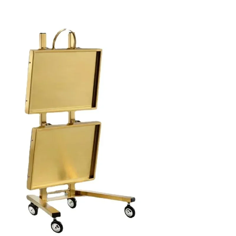 

Stainless Steel Beauty Salon Cart Dyeing Trolley Folding Bar Car Barber Shop Special Ins Tool Car with Wheels