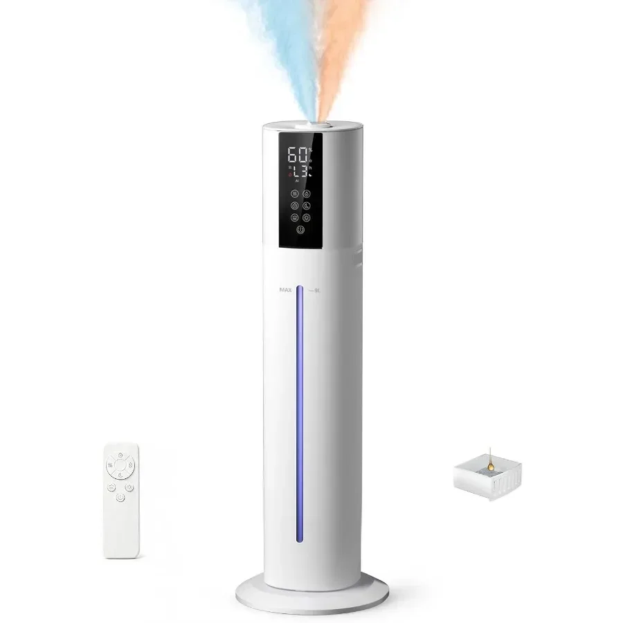 9L Hybrid Ultrasonic Humidifier, Warm & Cool Dual Mist Mode, Quiet Air Moisturizer for Large Room Bedroom Home 110V
