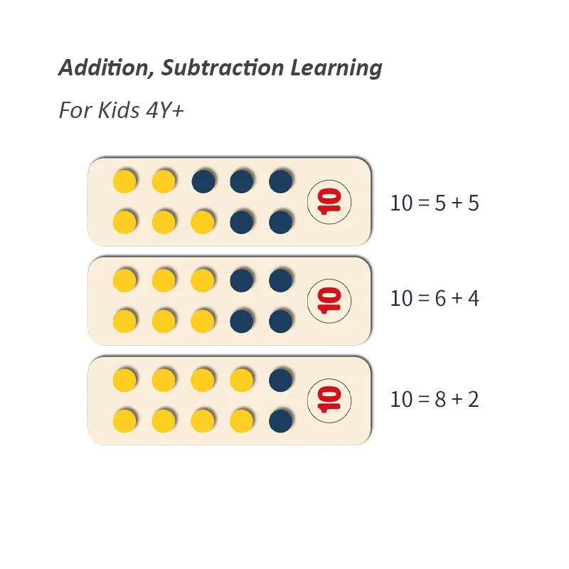 어린이 몬테소리 교육용 나무 수학 장난감 1-10 숫자 카운터 학습 디지털 텐프레임 인지 계산 감각 보드 게임