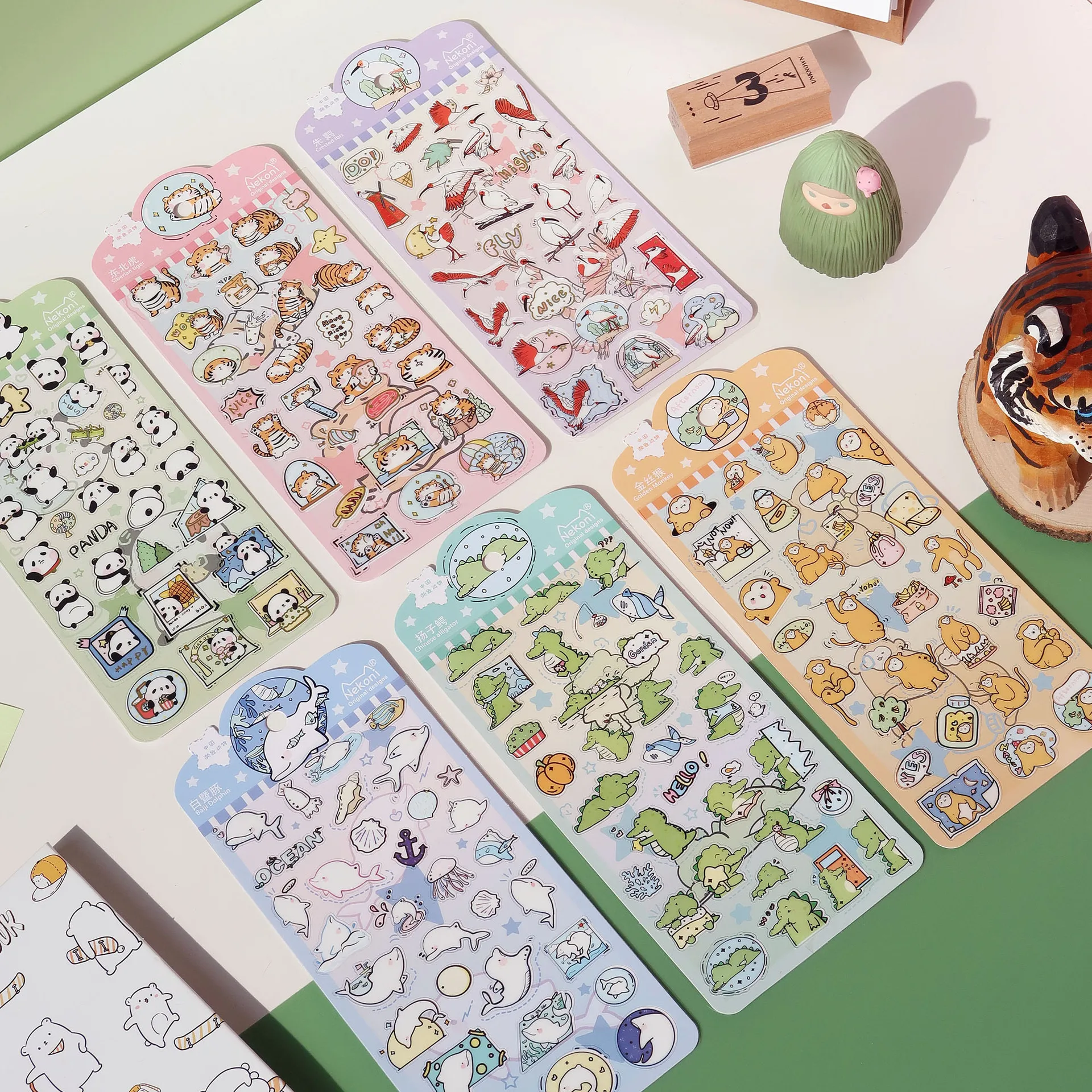 Cute Chinese Panda Monkey Stickers Junk Journal Happy Planner Craft Supplies Scrapbooking Material DIY Transparent Stickers