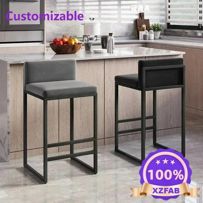 Factory Direct 2026 hNordic Bar Stools Kitchen Modern Chairs Reception Soft Minimalism Single Velvet Bar Stool Living Room