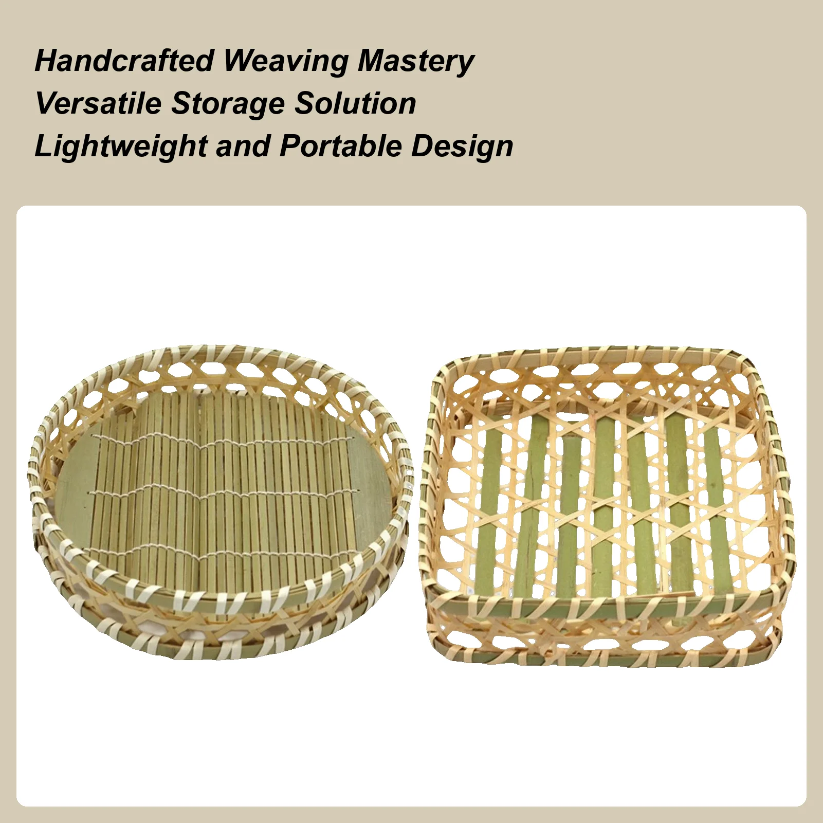 

Decorative Bamboo Baskets Bread Fruit Serving Tray Handwoven Plate Tray Storage Bowls Platte Food Display Anti-deform