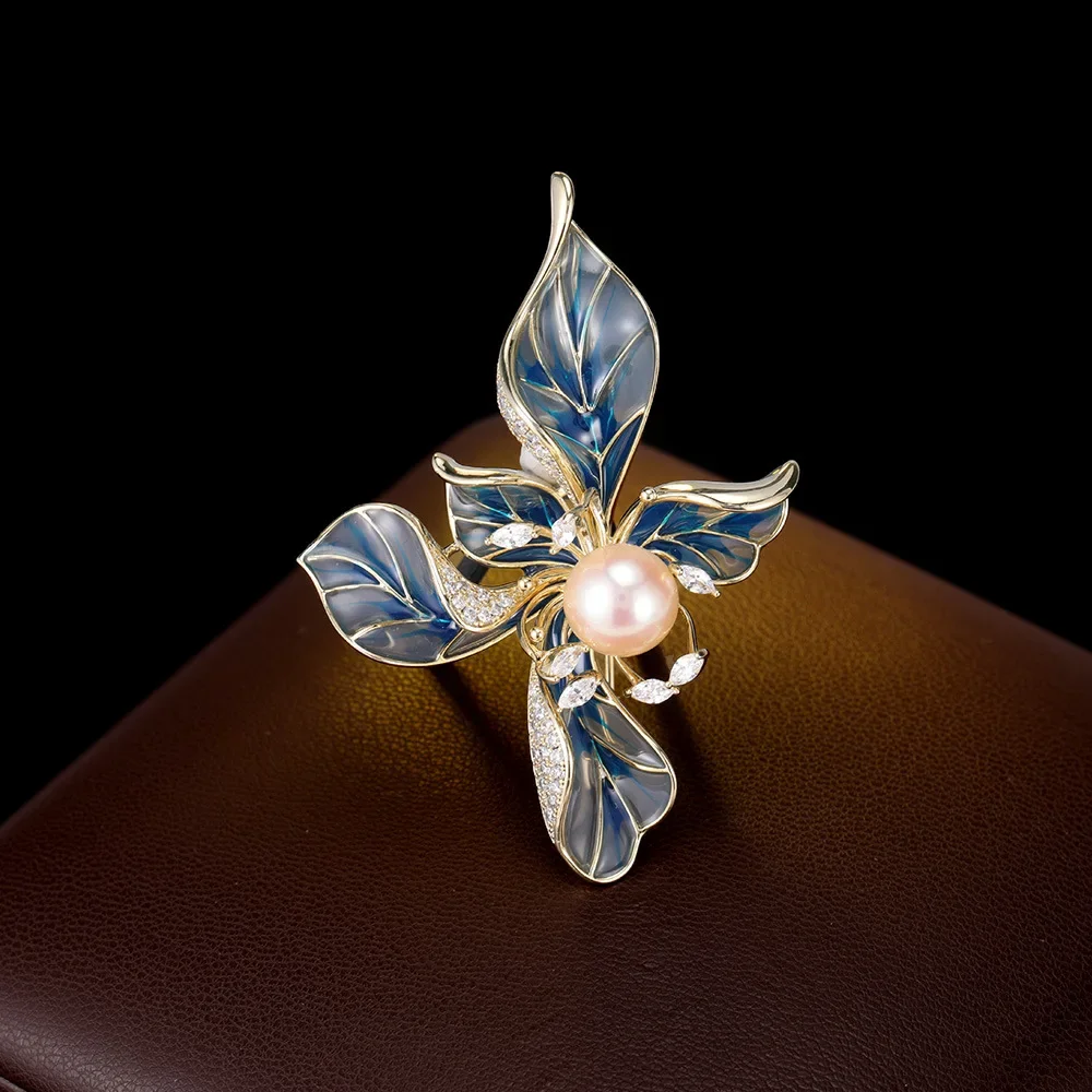 Винтажная брошь с ирисом и маслом, высококачественный, изысканный и элегантный женский костюм, аксессуар-чонсам