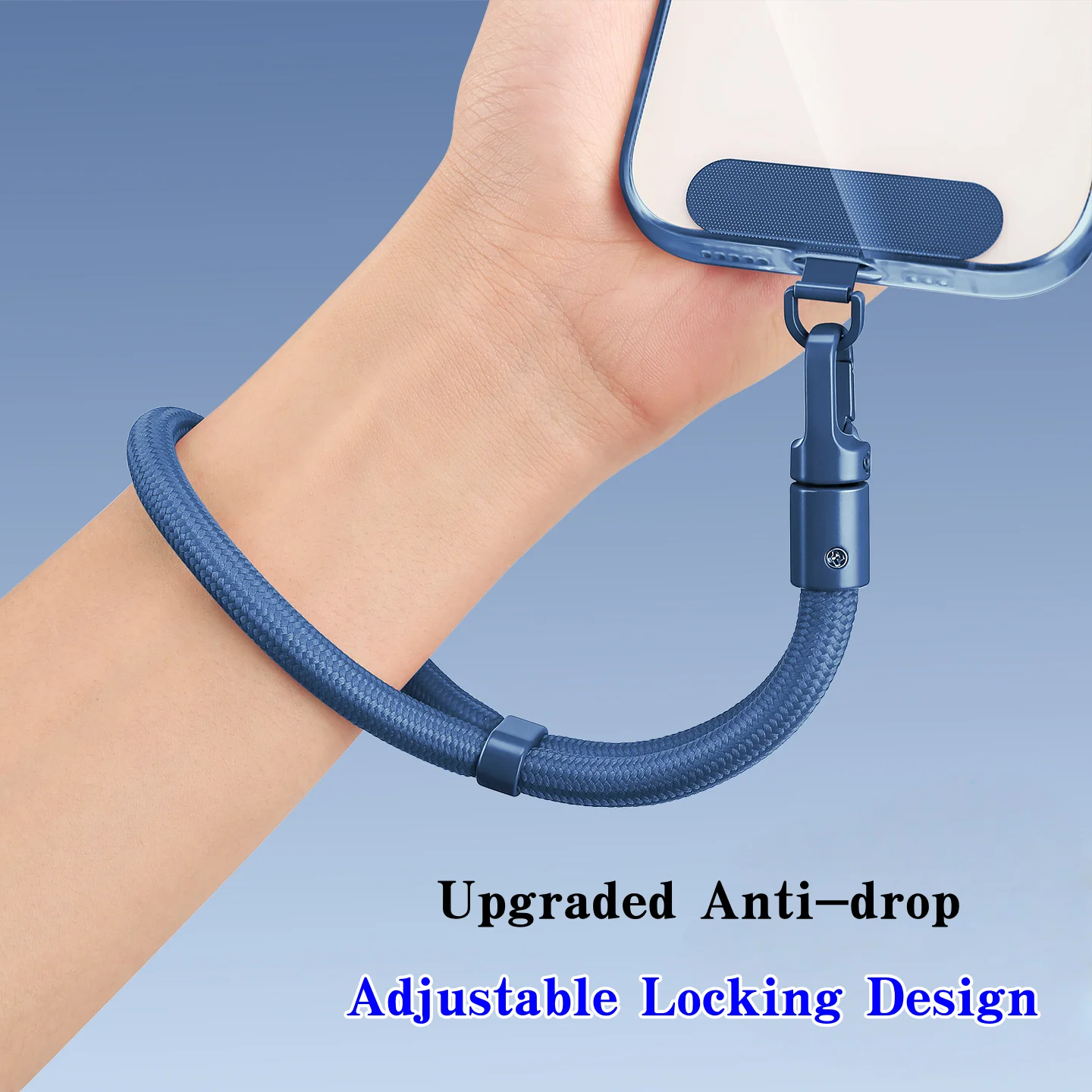1pc Adjustable Mobile Phone Lanyard Short Wrist Strap with Self-locking Anti-drop Design Durable Polyester Universal Phone Strap