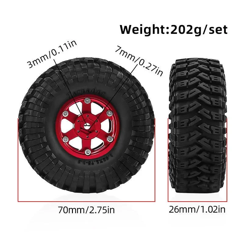 

1.3 Inch Aluminum Alloy Wheel Set 4PCS for TRX4M SCX24 FCX24 AX24 Ascent18 1/18 1/24 RC Crawler Upgrade Parts