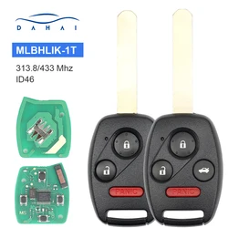DAhai Remote Car Key 2/3/2+1/3+1 Buttons ID46 Chip 313.8/433 mhz  For Honda CR-V 2007 2008 2009 2010 2011 2012 2013 MLBHLIK-1T