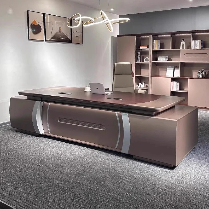 CEO desk,boss table,office Furniture,2025 New Model High-End Light Luxury , Simple Modern CEO ,'S Executive Desk With Lighting
